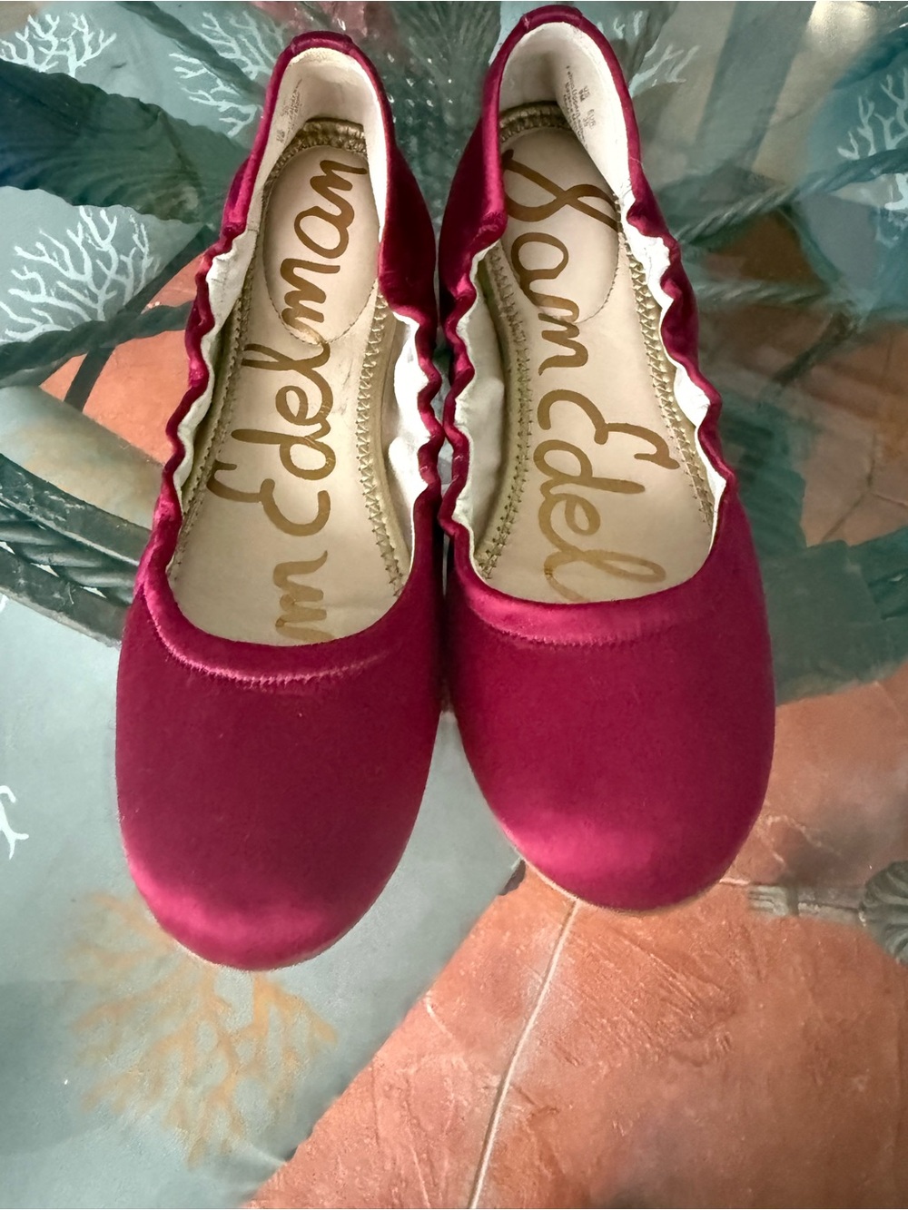 Sam Edelman Women's Burgundy Velvet Ballet Flats
